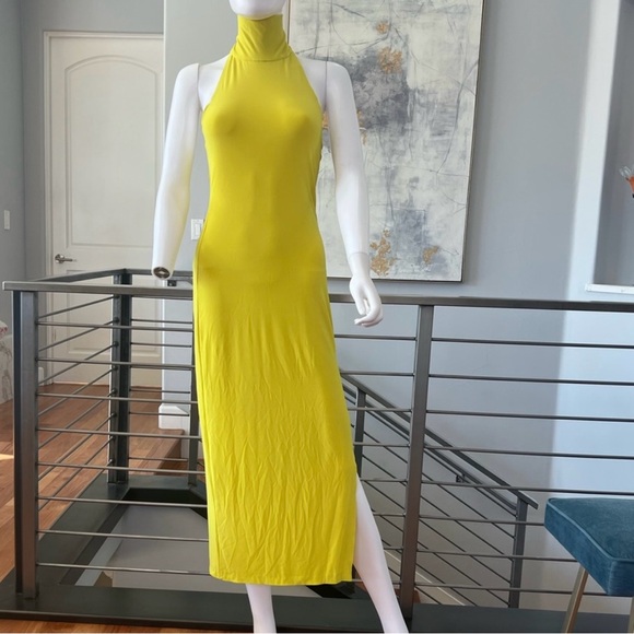 Norma Kamali halter turtle size slit gown in spring - Picture 1 of 8